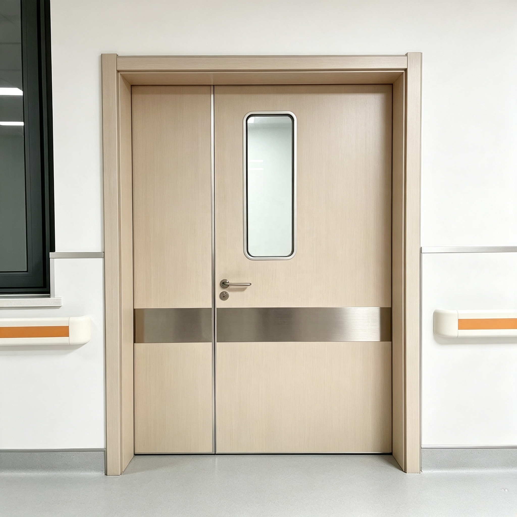 Puerta moderna de acero ignífuga | Puerta de seguridad ignífuga para escuelas con acabado manual antirrobo | Uso exterior e interior