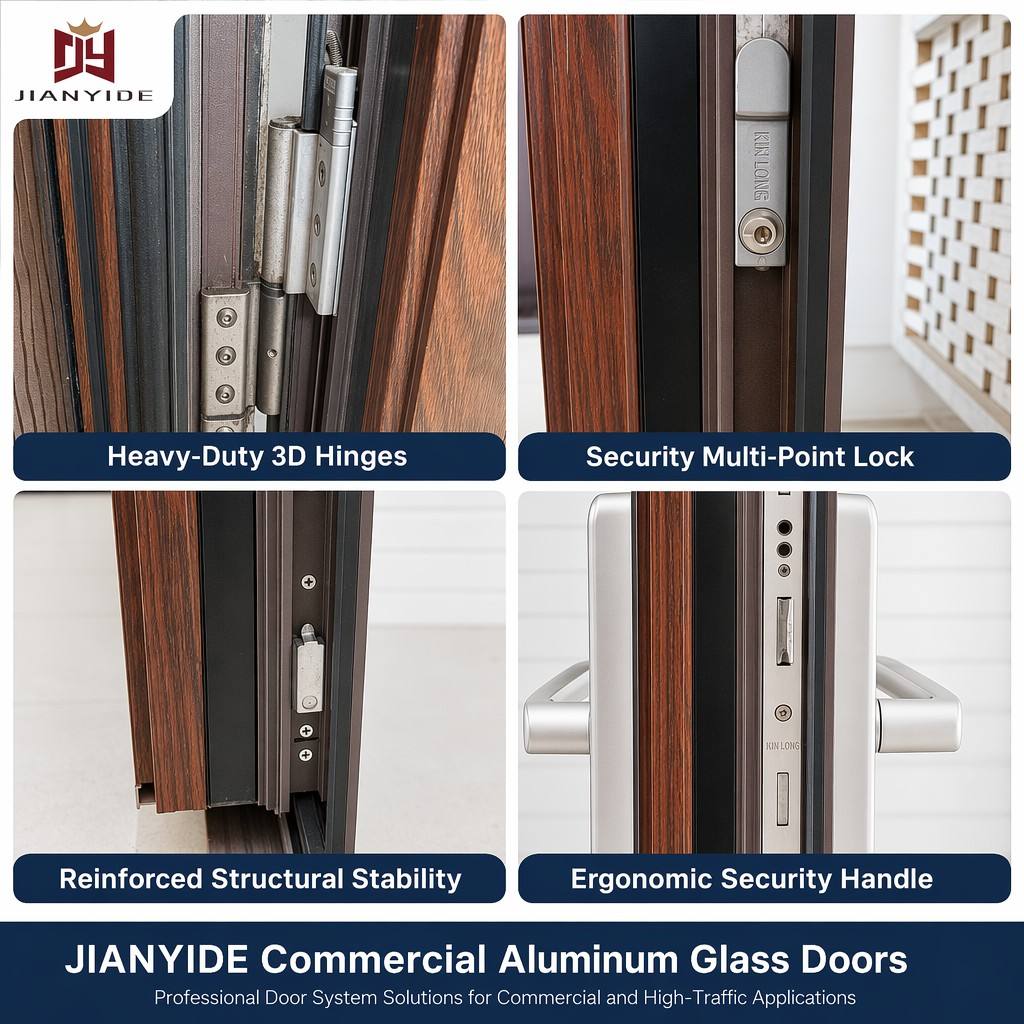 Puerta batiente de aluminio para apartamentos/hoteles: alta durabilidad, insonorizada y resistente a la intemperie, diseño moderno, superficie con recubrimiento en polvo.