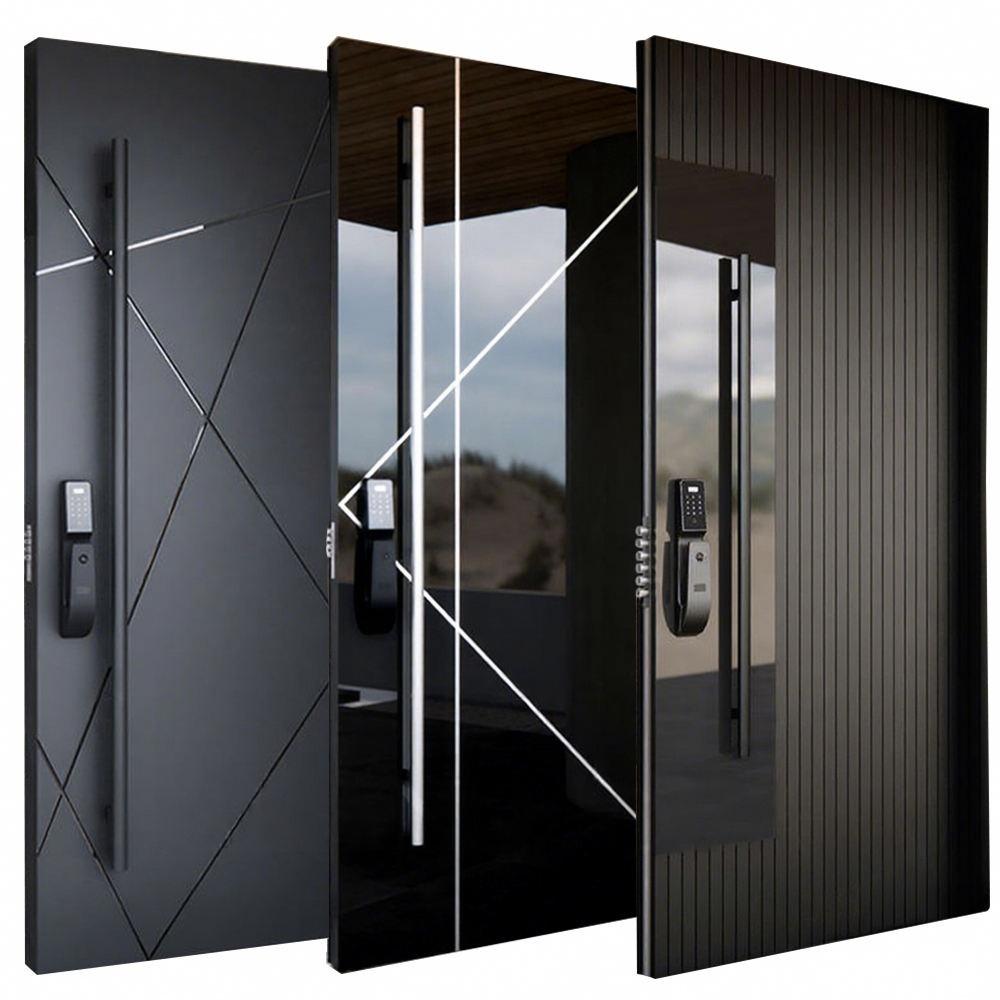 Puertas de entrada principales modernas de estilo americano contemporáneo para casas, puertas pivotantes exteriores modernas.