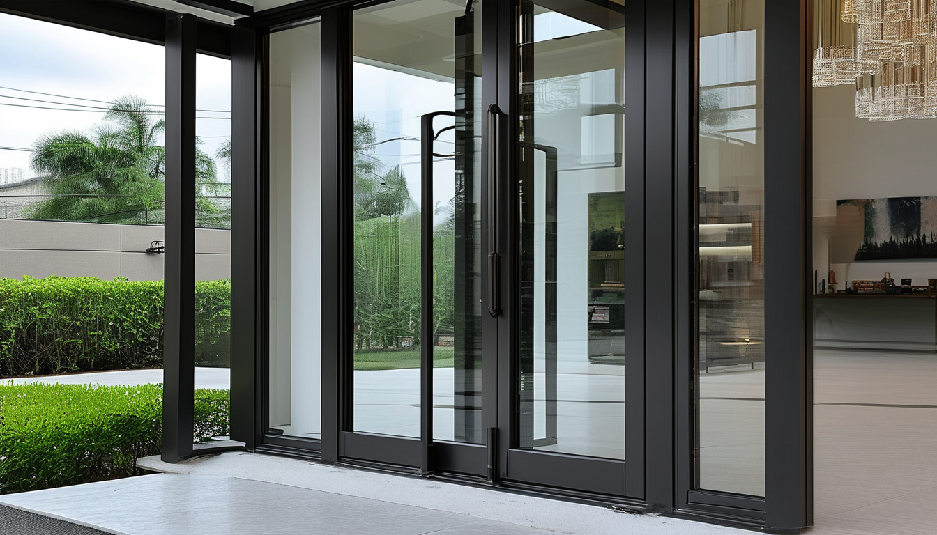 Puertas de aluminio y vidrio combinadas