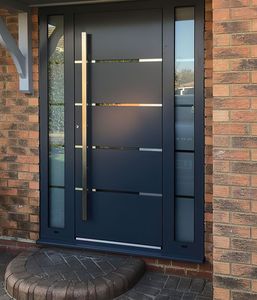 Puertas de entrada pivotantes principales de seguridad para villa moderna de aleación de aluminio