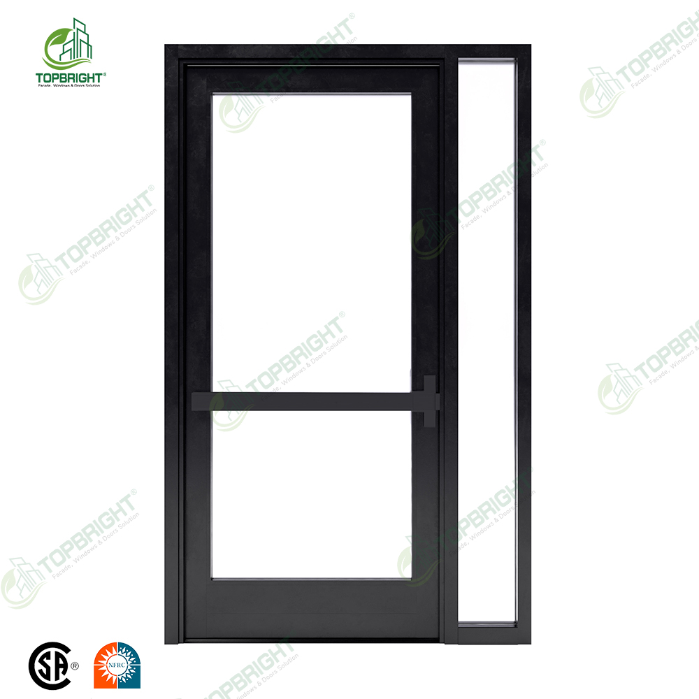 Puerta de entrada comercial Topbright moderna con marco de aluminio y doble acristalamiento para oficinas y tiendas.