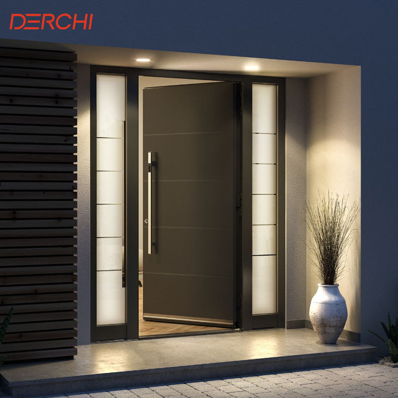 Puerta de entrada de aluminio insonorizada con rotura de puente térmico, puerta frontal de aluminio, puerta de seguridad exterior a medida.