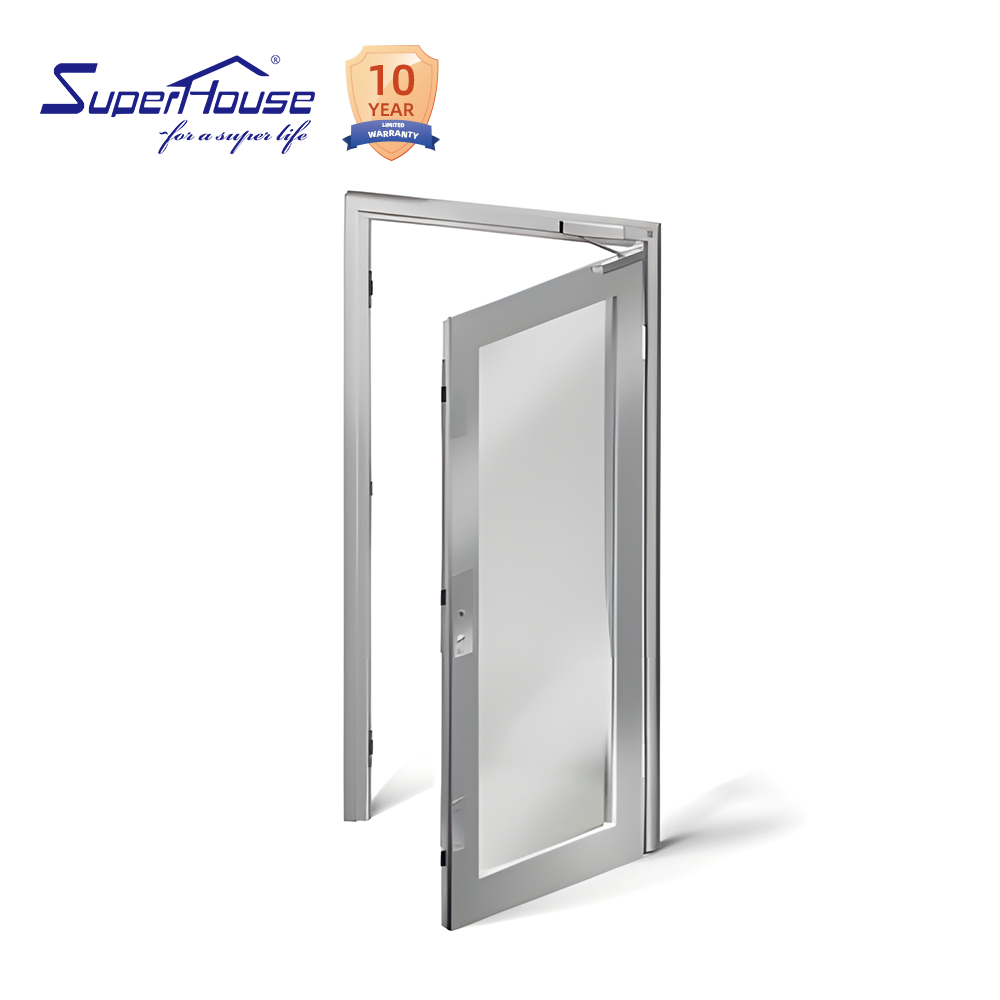 Puerta de entrada moderna de aluminio Superhouse con cristal, fabricada en China a bajo precio.