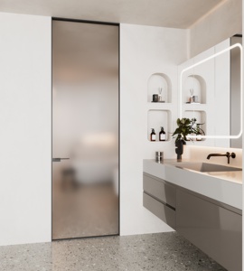 Puerta de aluminio y vidrio sin marco estilo moderno invisible resistente al viento