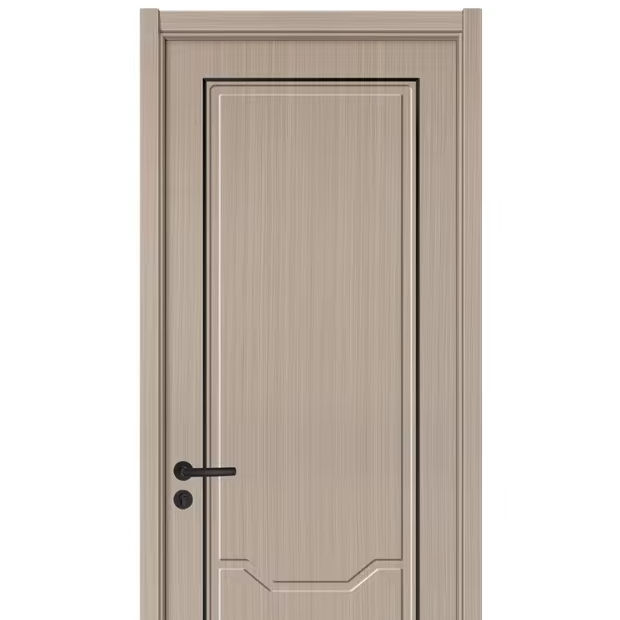 Puertas de entrada principales modernas, impermeables y personalizadas, con acabado de chapa de MDF y puerta principal pivotante de madera insonorizada para proyecto de villa hotelera.