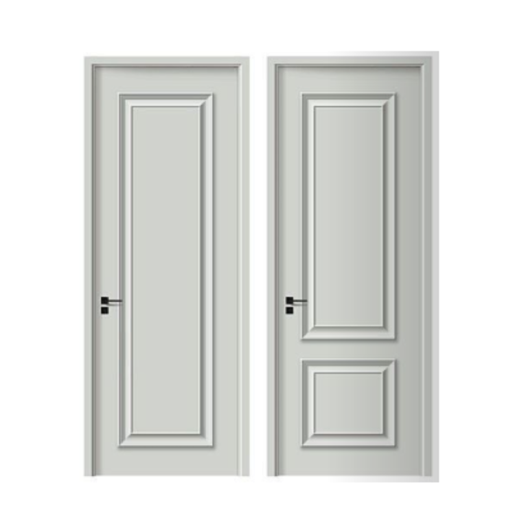 Juego de puertas interiores modernas de MDF pintadas para hoteles y apartamentos, con apertura manual. Incluye marco y manijas.