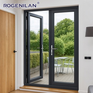 Rogenilan, proveedor chino de puertas y ventanas de aluminio a medida, puerta francesa doble fija de cristal grande para viviendas.