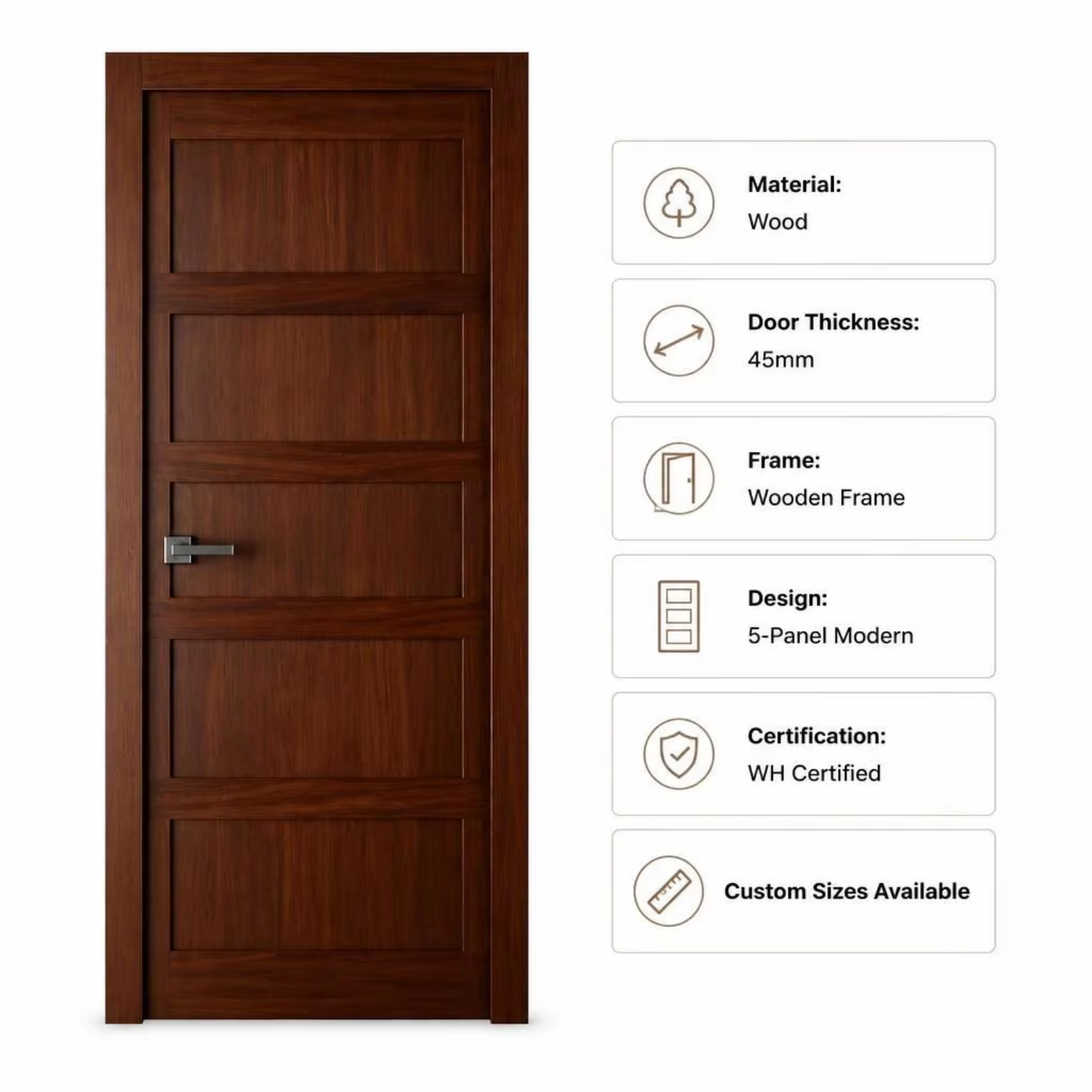 Modern Wooden Fire Rated Hospital Room Door 20-60Minute WH Certified for Hotel Resort Apartment Office School Dormitory