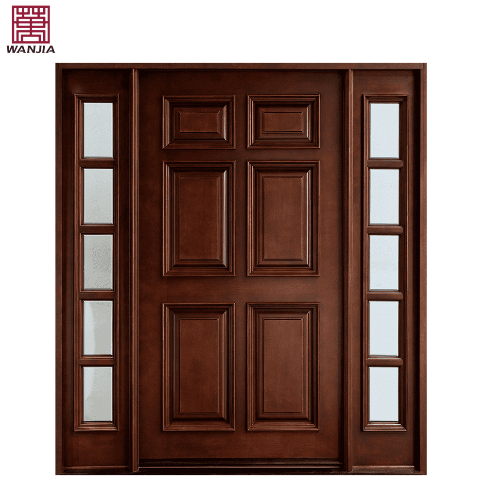 Puerta de entrada principal doble de madera insonorizada con diseño moderno y sencillo personalizado