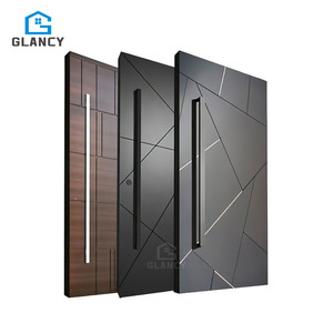 Puertas pivotantes de acero negro y aluminio para entrada principal de casa, más económicas.