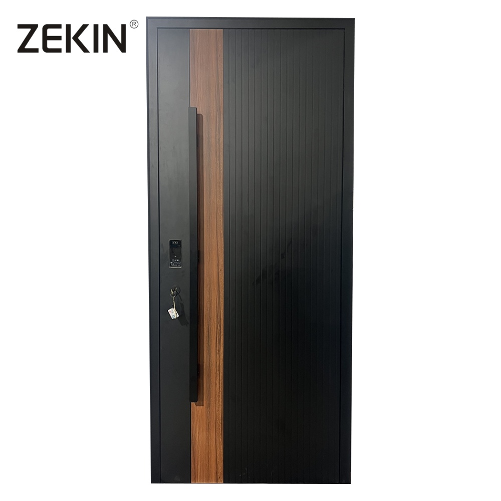 Puerta de entrada de lujo de aluminio ZEKIN para casas y villas. Puerta principal pivotante exterior personalizada.