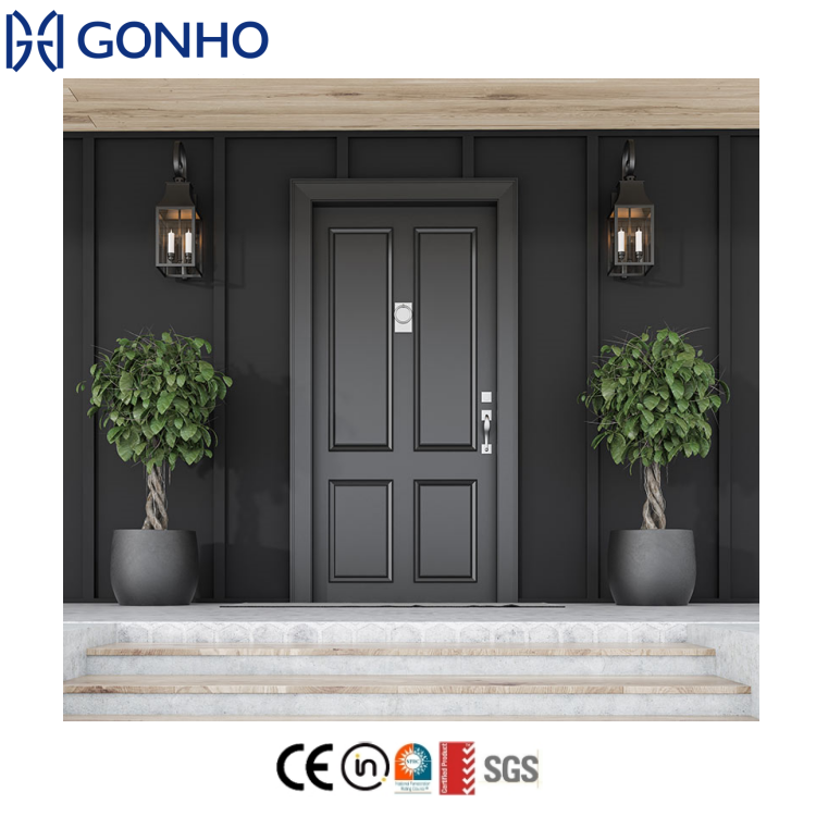 Puertas exteriores pivotantes batientes de aluminio impermeables modernas WANJIA con cristal para entrada principal.