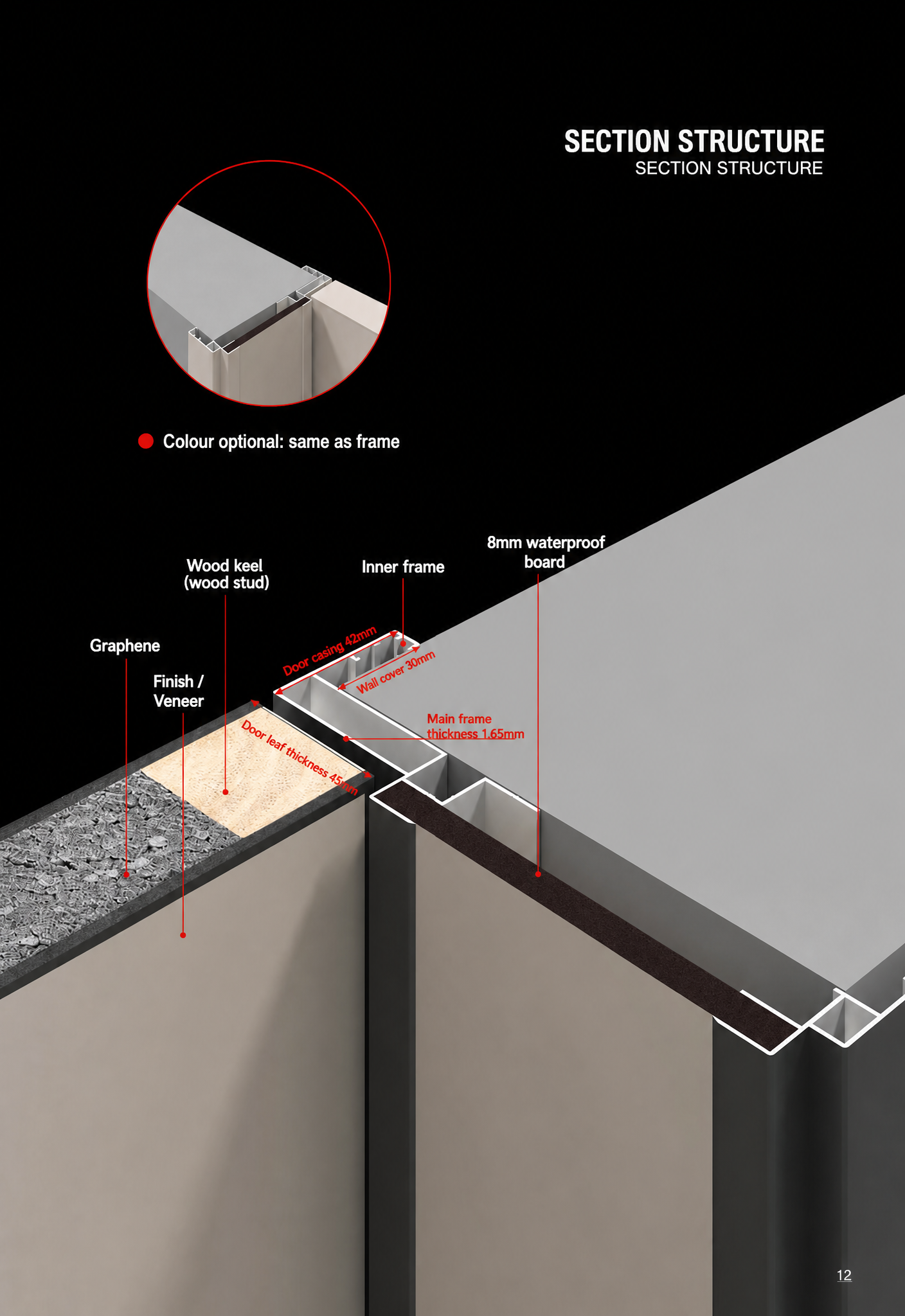 Puerta exterior de aluminio y madera, anticorrosión, de construcción duradera.