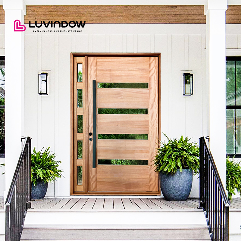 Puerta principal de madera americana, diseño moderno, puertas de entrada para casas, puerta de entrada comercial de madera maciza de teca y roble.