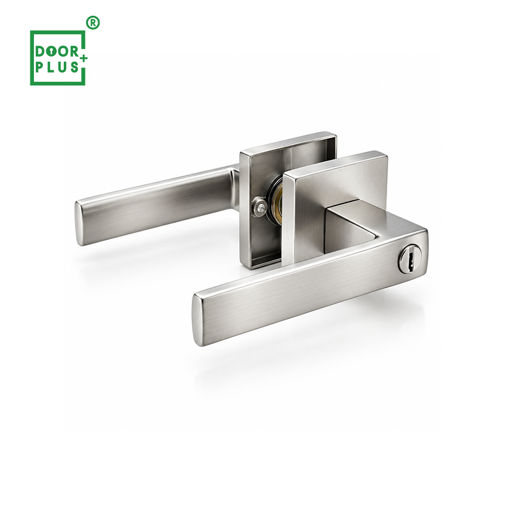 Manija de puerta cuadrada de entrada Doorplus, manija de puerta de estilo americano contemporáneo, juego de cerraduras