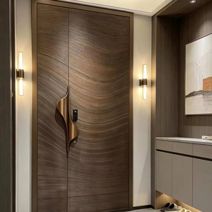 Puerta de entrada moderna de aluminio con gran panel de vidrio, ideal para villas junto al mar. ¡Gran oferta!