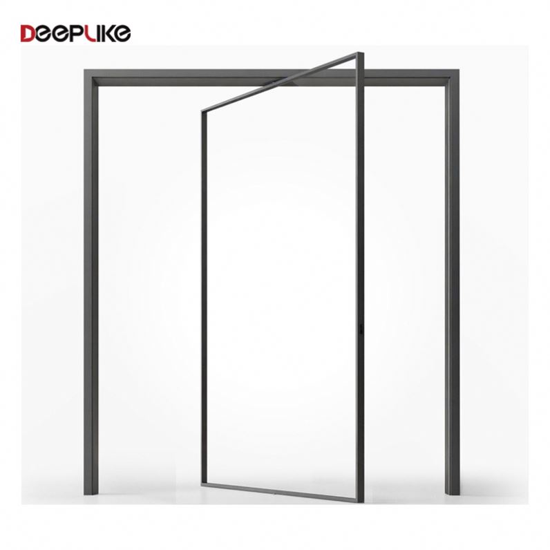 Puerta de entrada grande de aluminio con múltiples paneles, puerta pivotante giratoria de vidrio para el hogar.