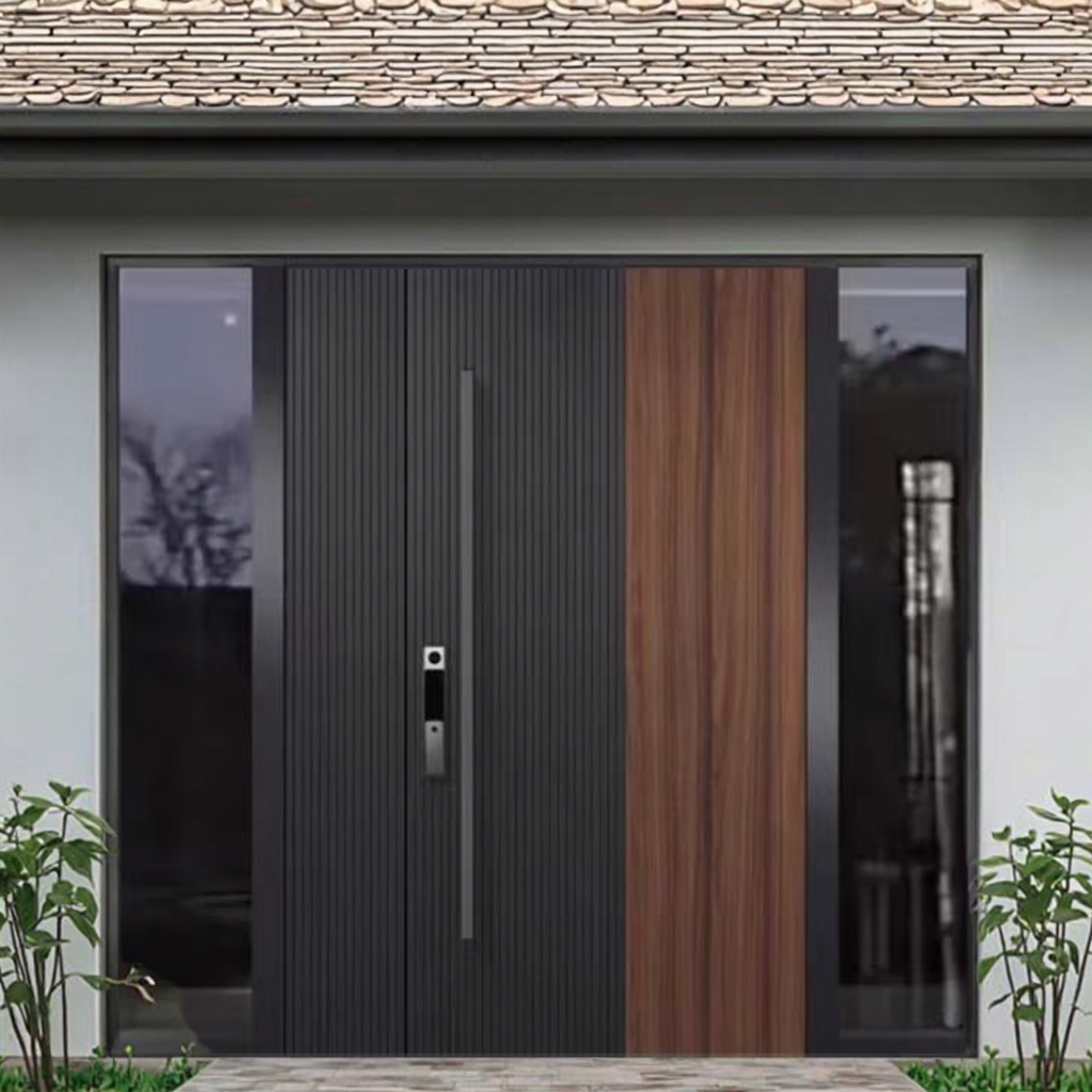Puerta pivotante de entrada grande de diseño americano moderno a medida para casas, puertas de seguridad para exteriores.