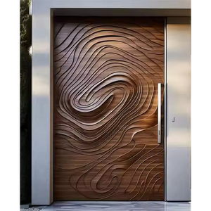 Puerta pivotante de madera maciza tallado 3D y aluminio