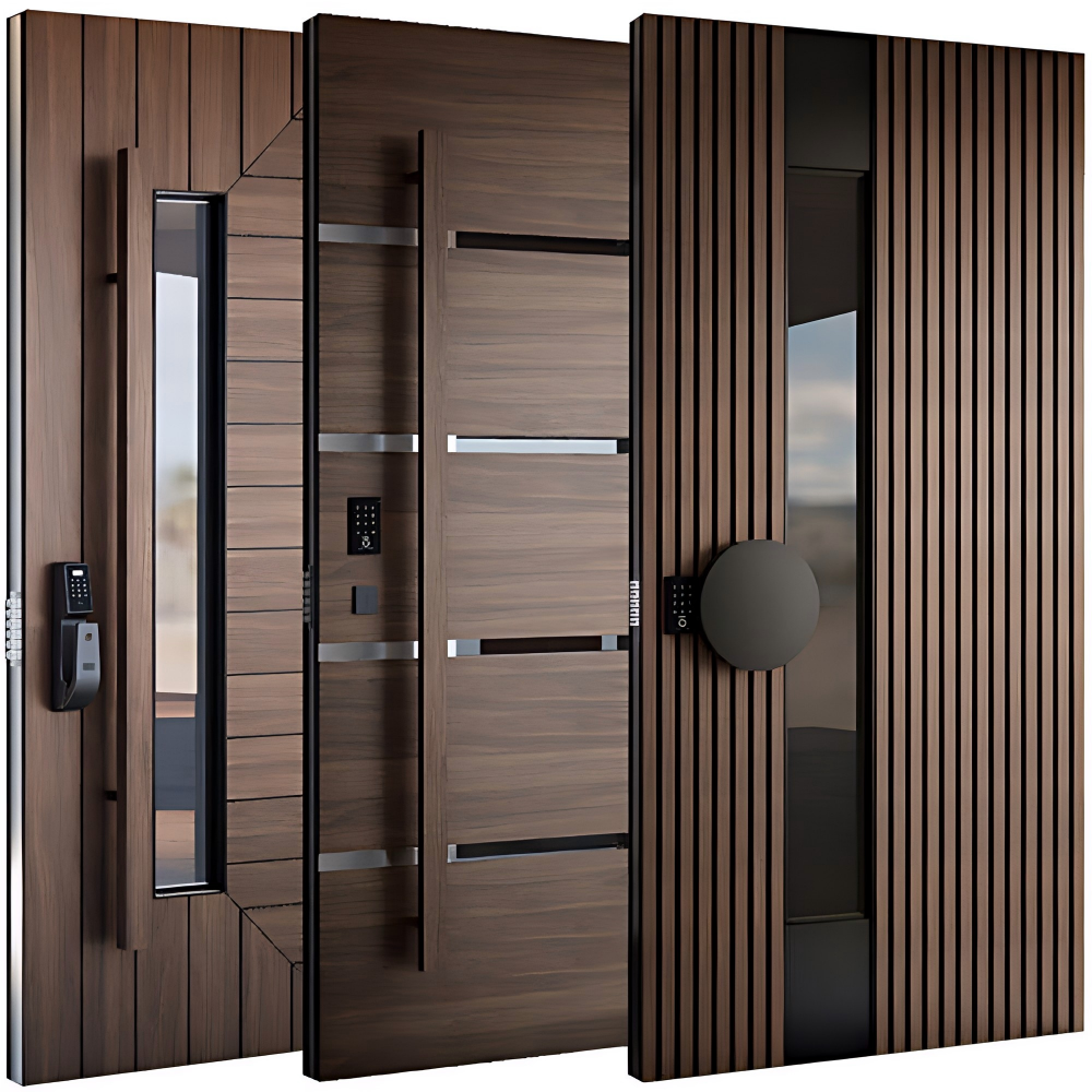 Puertas de entrada principales modernas de estilo americano contemporáneo para casas, puertas pivotantes exteriores modernas.