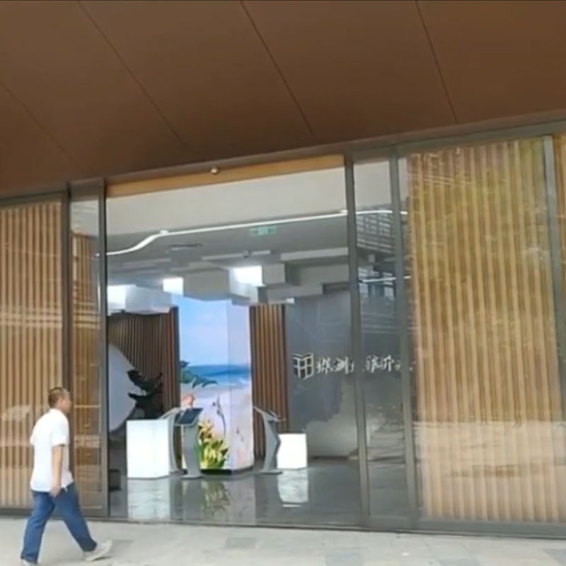 Puerta de entrada sin marco de alta calidad, puerta corredera automática para edificios comerciales.