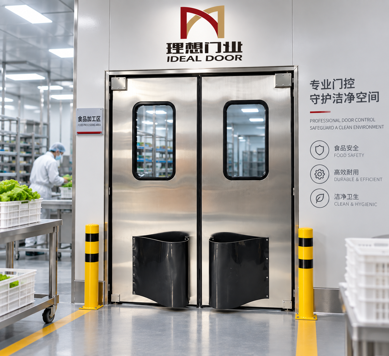Puerta industrial de gimnasio de apertura plana, ligera, de aleación de aluminio resistente a la corrosión y con certificación CE.